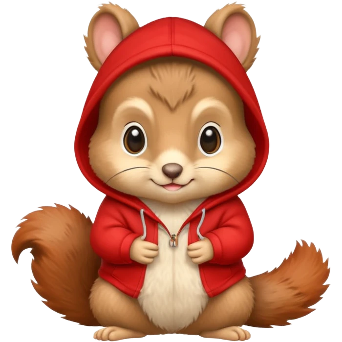 baby squirrel wear red hoodie emoji