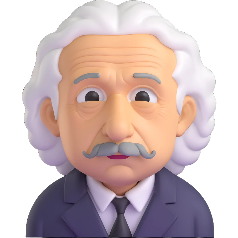 Albert Einstein with a sad expression emoji