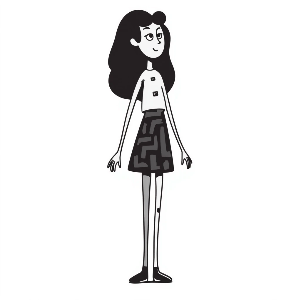 A stylized tall woman with exaggerated long arms and legs, and a face with sharp angular features emoji