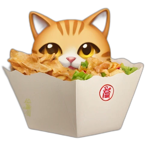 Cat eating Chinese takeout  emoji