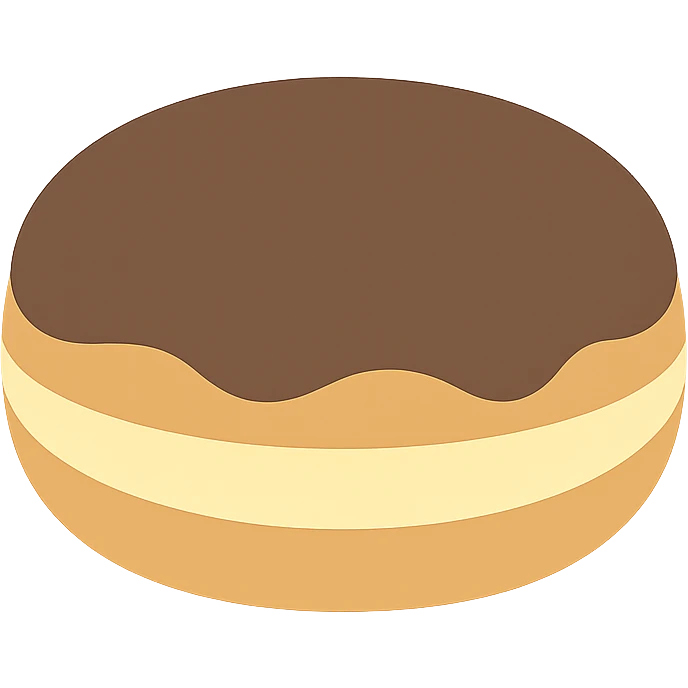 Boston cream donut with custard filling and chocolate glaze on top emoji