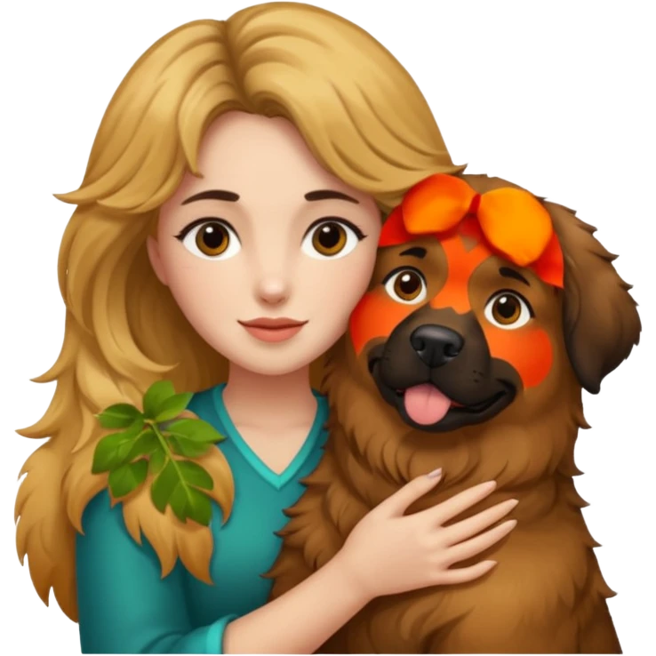 Ludovica che abbraccia il suo cane leone emoji