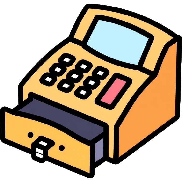cash register with money drawer open emoji