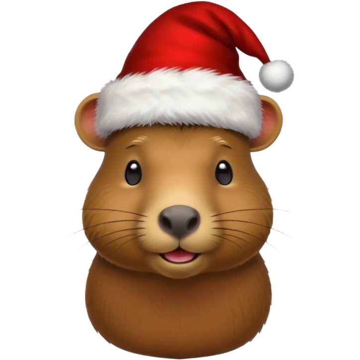 capybara with Christmas hat, apple emoji style emoji