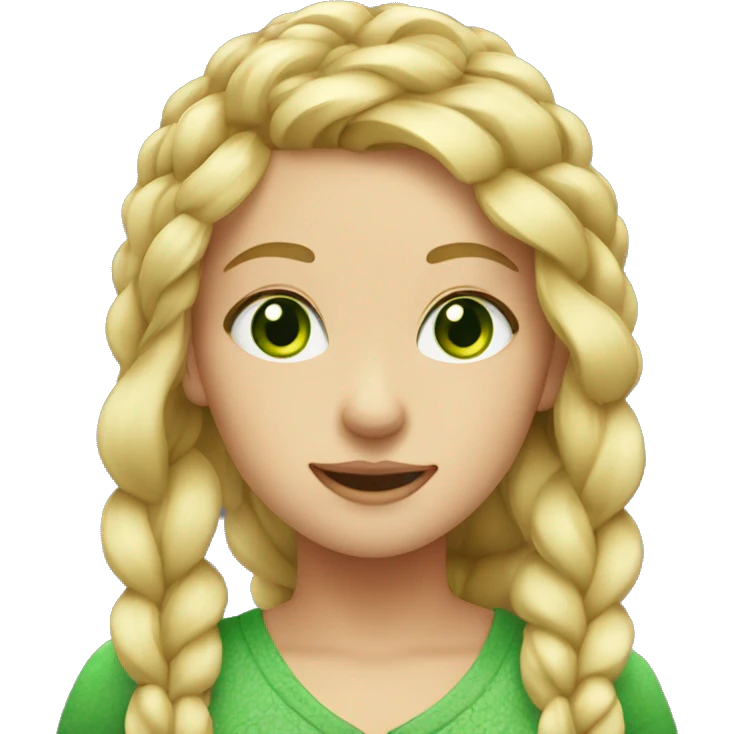 Blonde girl with one braid and green eyes  emoji
