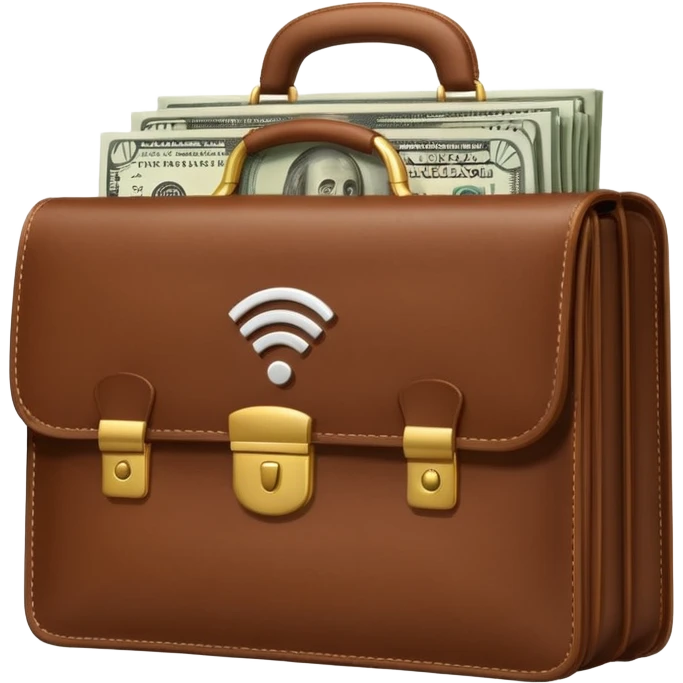 open wifi money bill filled briefcase emoji