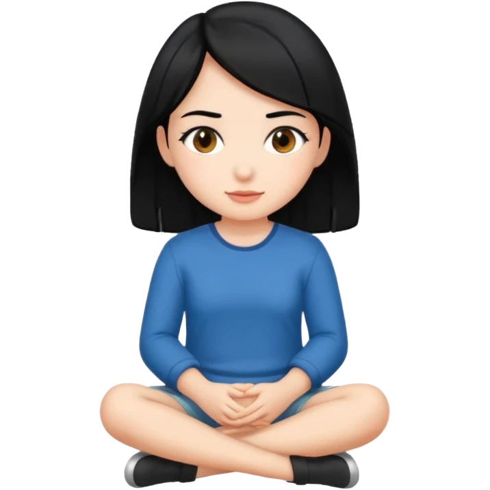 girl sitting black hair emoji