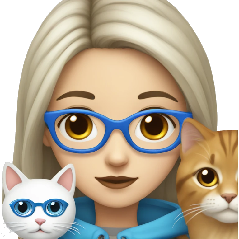 Girl with blue glasses and a norwegian cat emoji