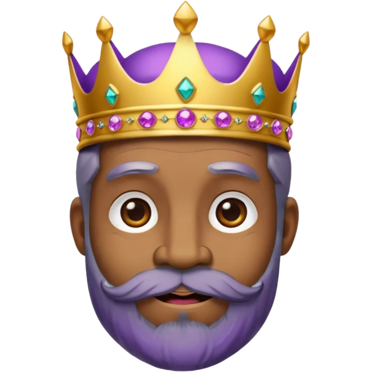 Create a cartoon-style emoji of Baltasar, one of the Three Wise Men. Only show his face and crown. He is older, with a black beard, joyful wrinkles, and a purple and gold jeweled crown. Express warmth and wisdom. Colorful and simple, suitable as an emoji. emoji