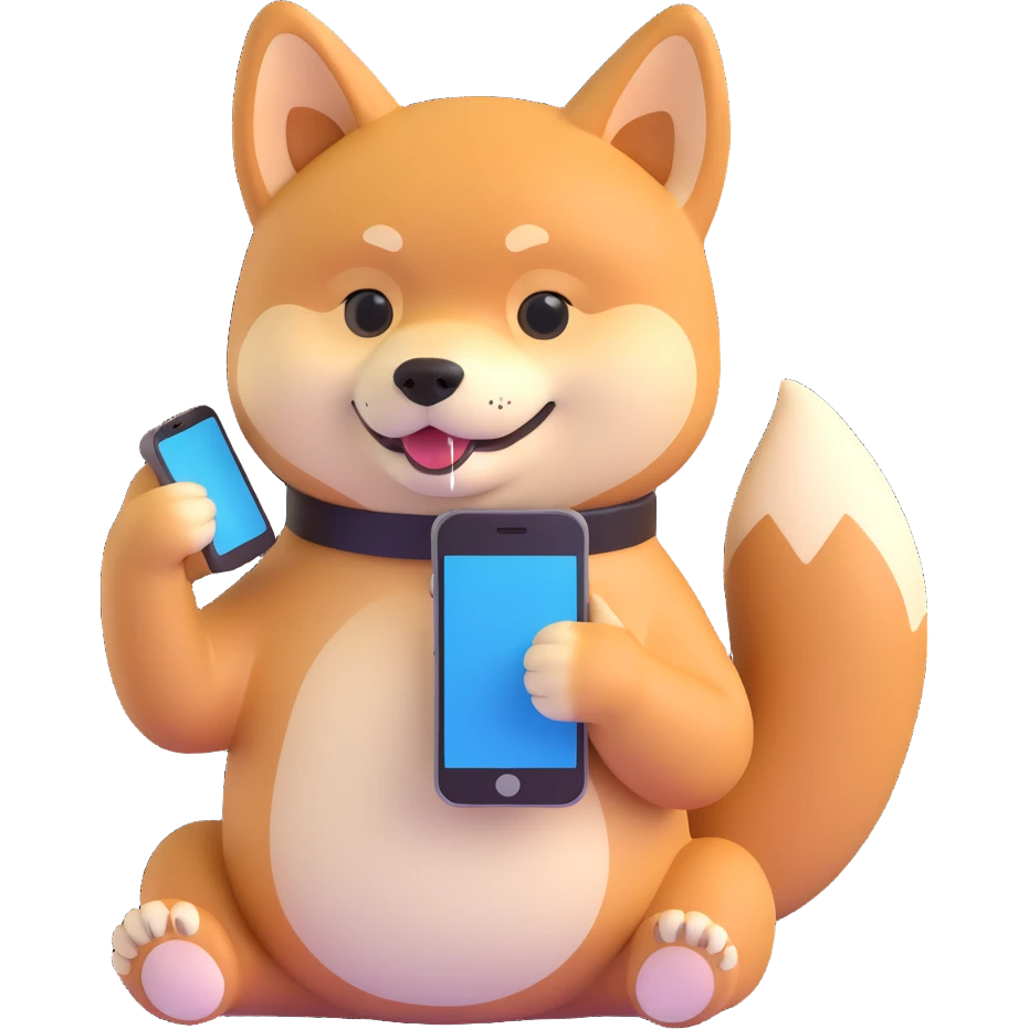 shiba inu calling on phone emoji
