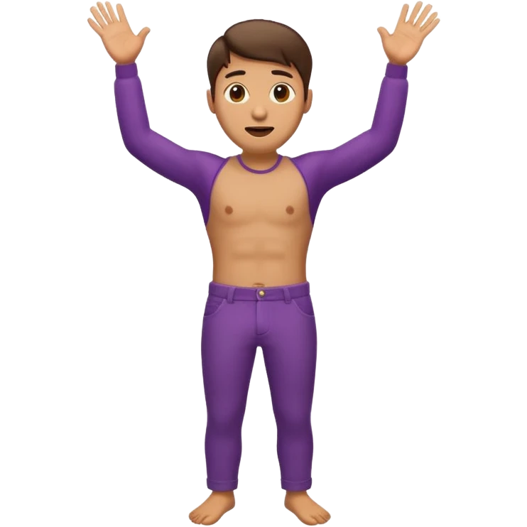 Guy emoji with hands up and out saying why with his eggplant hanging out of his panys emoji