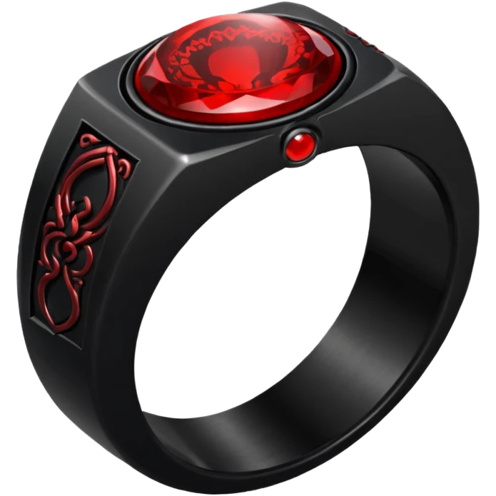 iOS sticker, dark fantasy ring, black metal, red inner glow, minimal emoji
