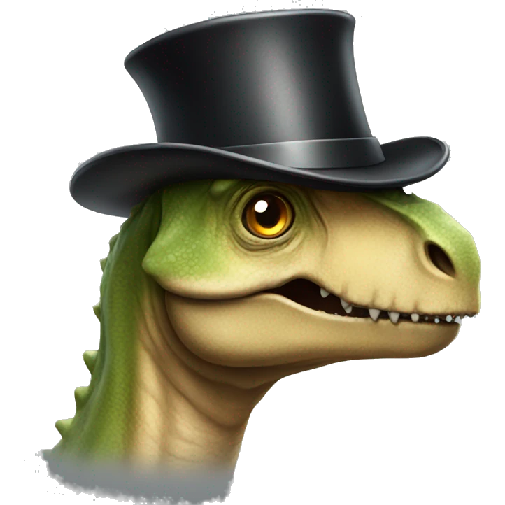 Dinosaur with tophat emoji