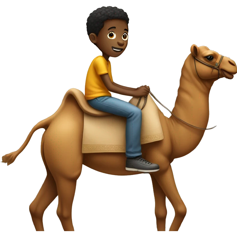 A black boy on a camel emoji