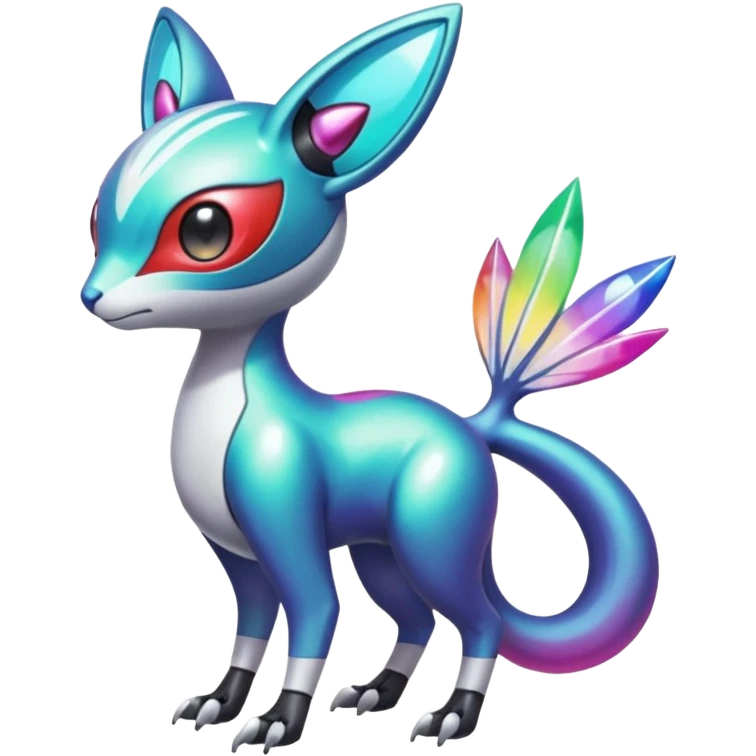 Shiny Colorful Futuristic Cyber-Vernid-Trico-Meloetta-Latias-Koraidon-Peppercat-Protogen-Pokémon-Digimon-Fakémon-fusion-hybrid-creature emoji