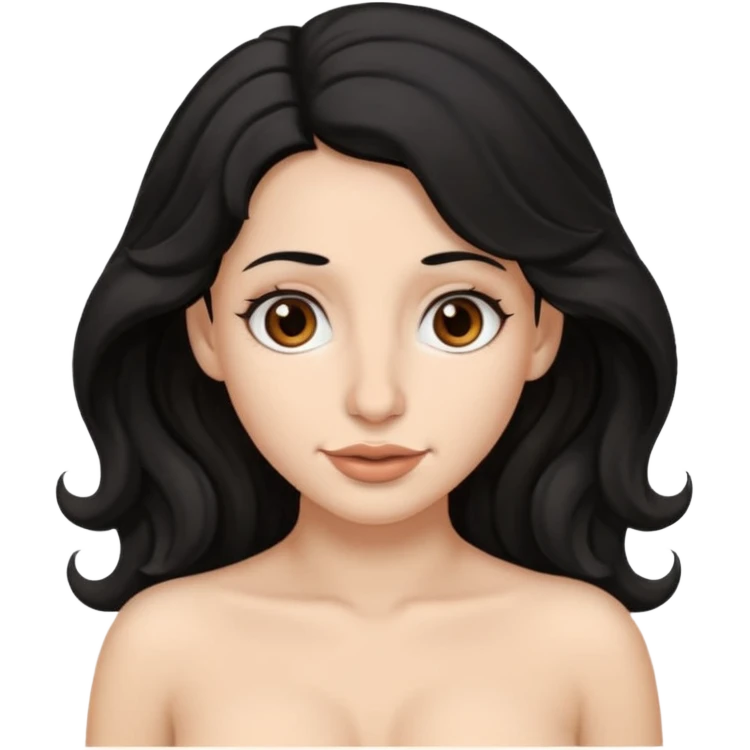 White skin Black wavy hair brown eyes big nose naked boobs emoji