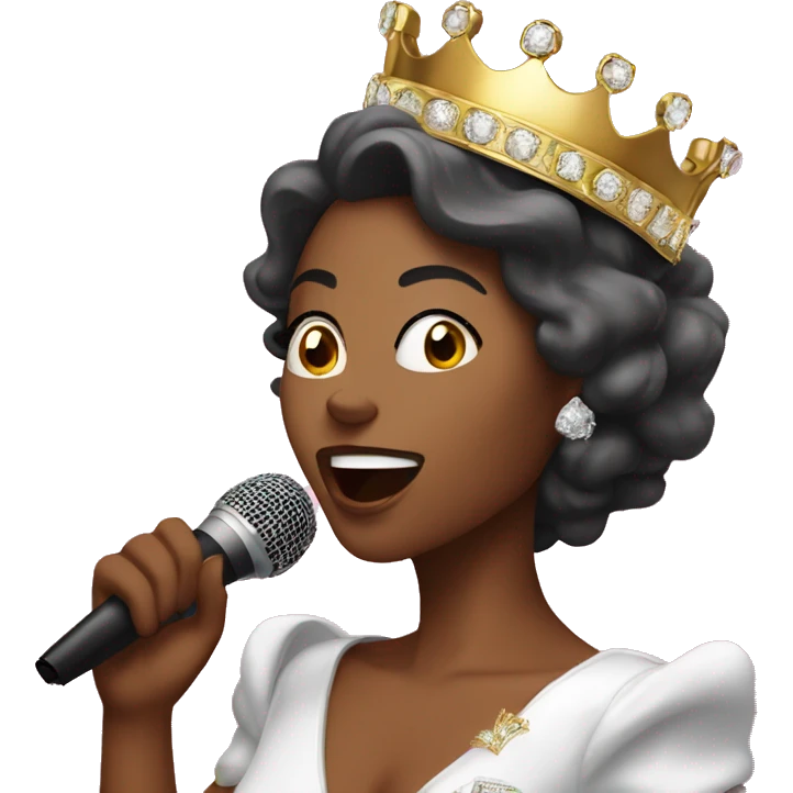beauty queen with crown singing in Karaoke emoji