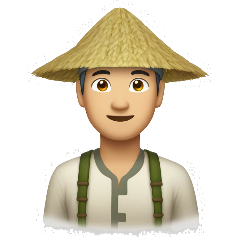chinese man wearing rice paddy hat emoji