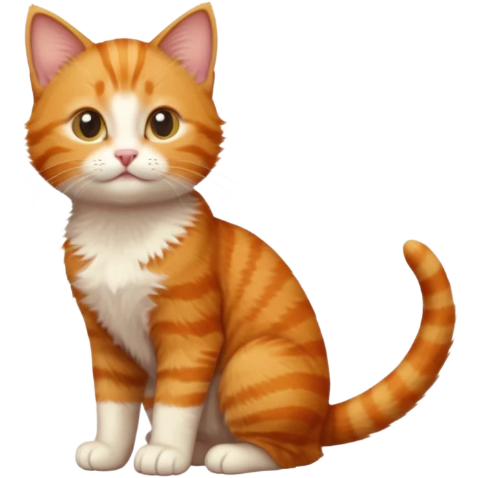 A high-resolution photo-realistic digital illustration of a solid ginger tabby cat kitten, chest upward emoji