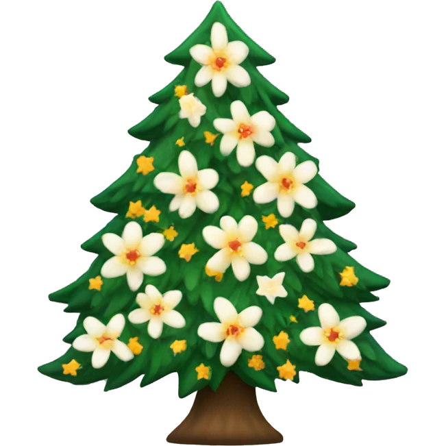 Christmas tree with flowers on it emoji