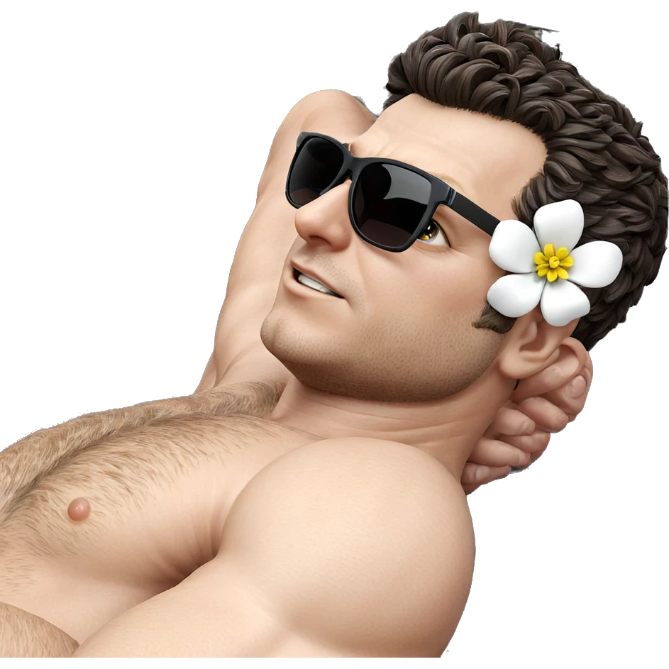 muscular male with flower ornament emoji