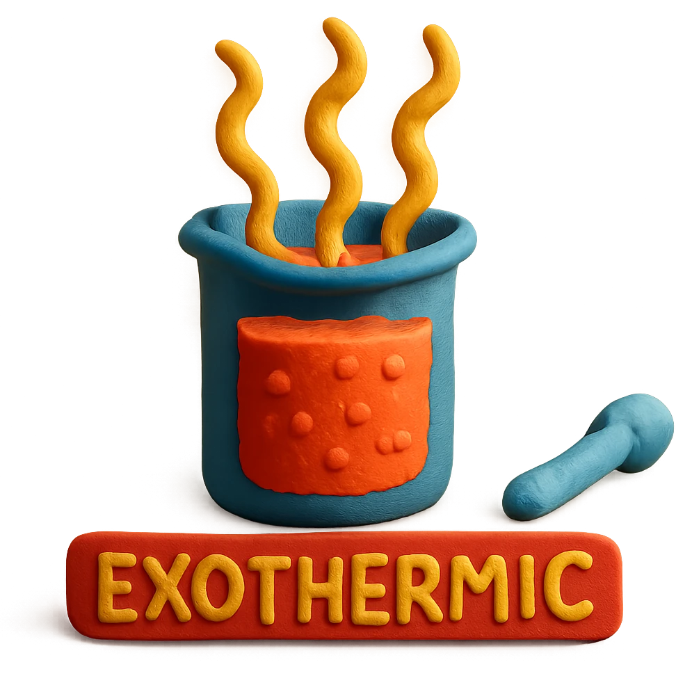 exothermic reaction, beaker with visible heat waves emoji