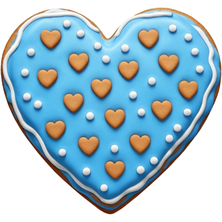 gingerbread heart cookie with white icing and blue sprinkles emoji