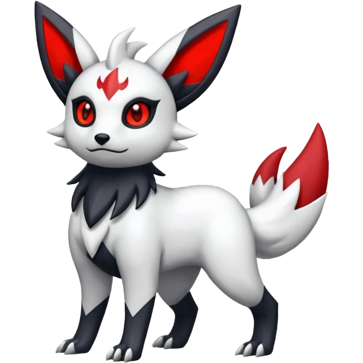 White, black and red Absol-Umbreon-Zangoose-fusion (full body) emoji