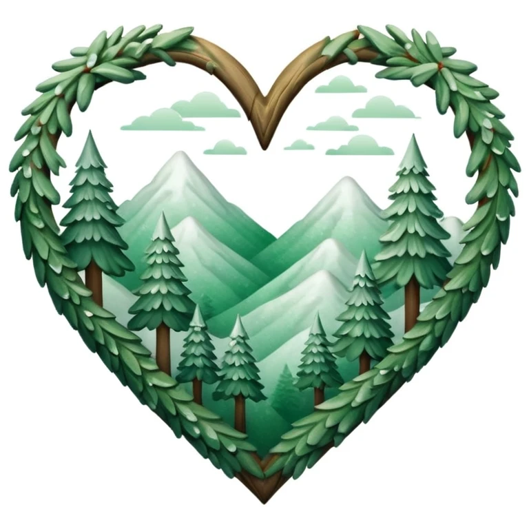 frosted pine forest themed heart emoji