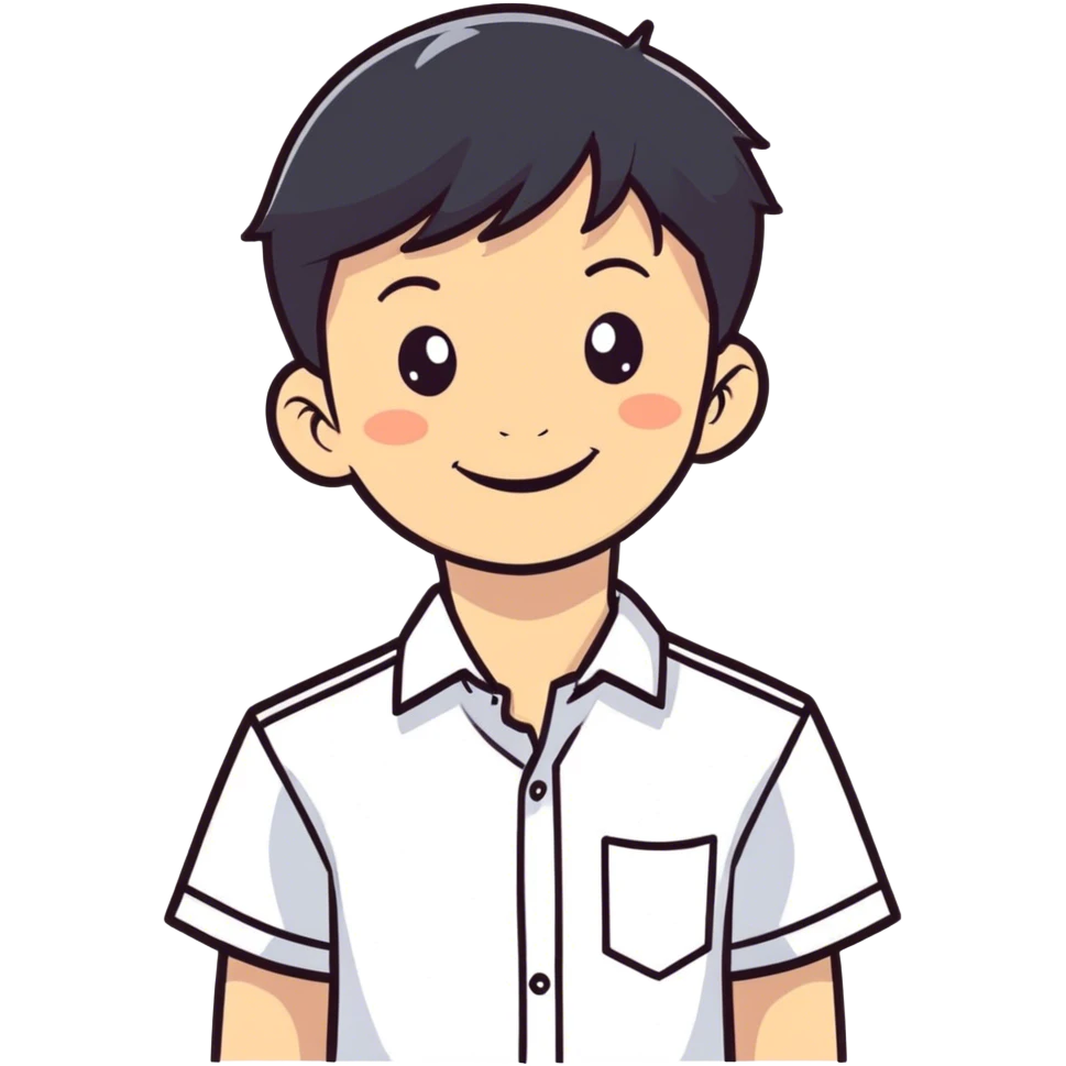 smiling boy in white shirt emoji