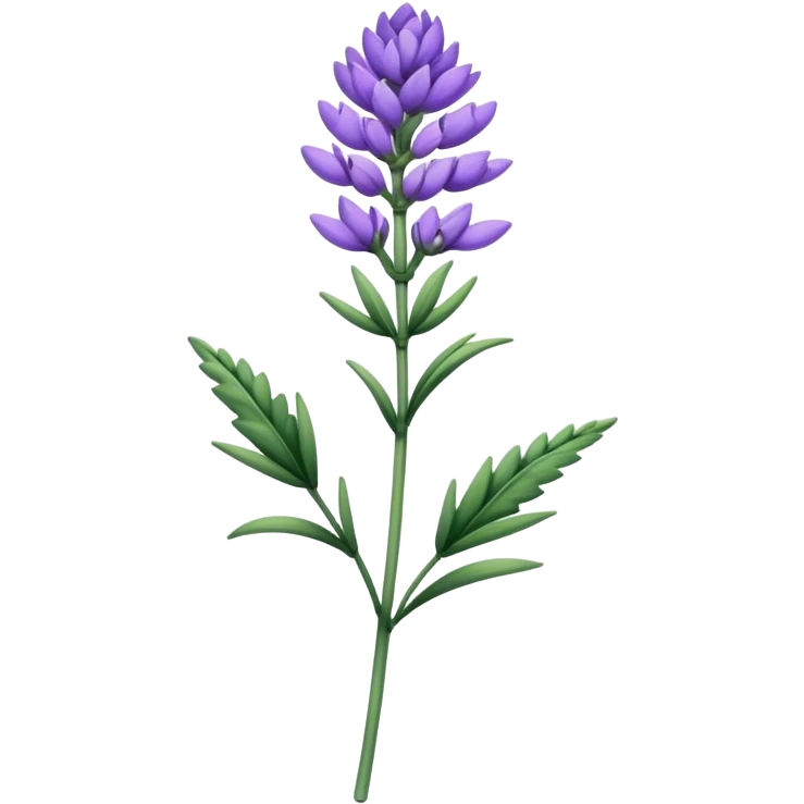 single Lavender flower, stem, leaf emoji