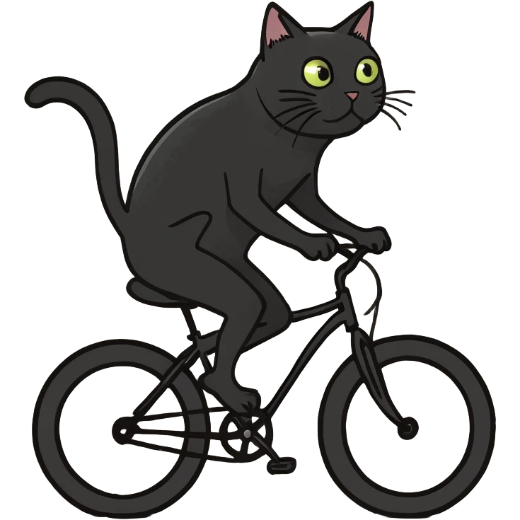 Black cat riding a bike emoji