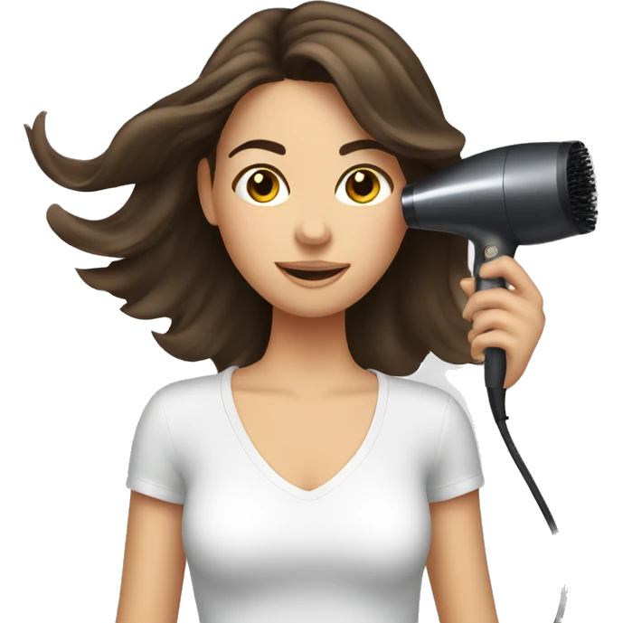 Brunette girl blow drying hair emoji