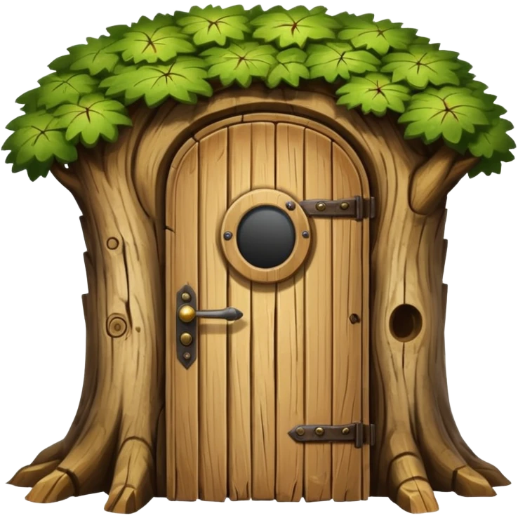 large and old tree trunk with door emoji