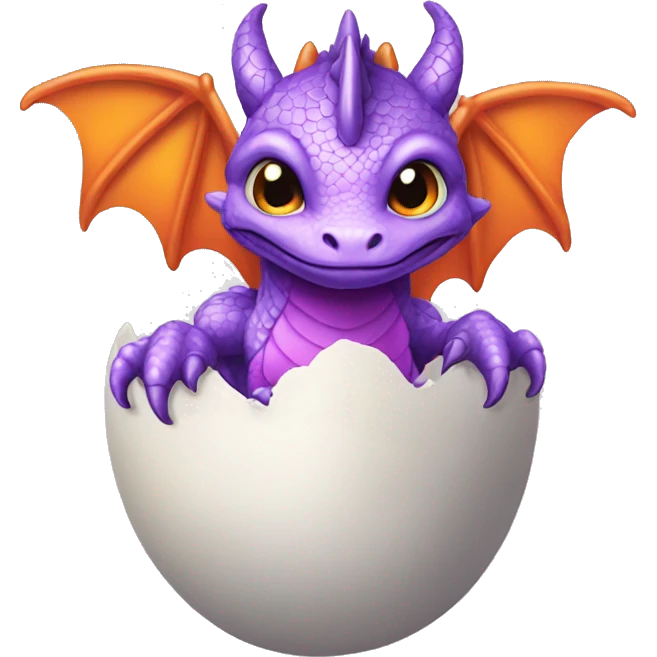 purple and orange baby dragon in egg emoji