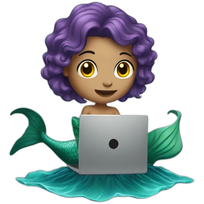 mermaid holding computer emoji