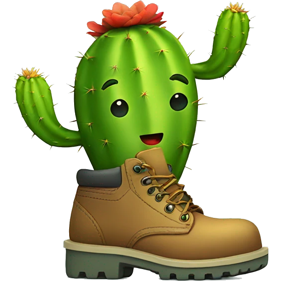 Cactus wearing work boots emoji