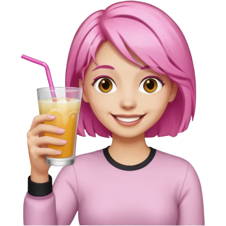 pink haired drink holder emoji