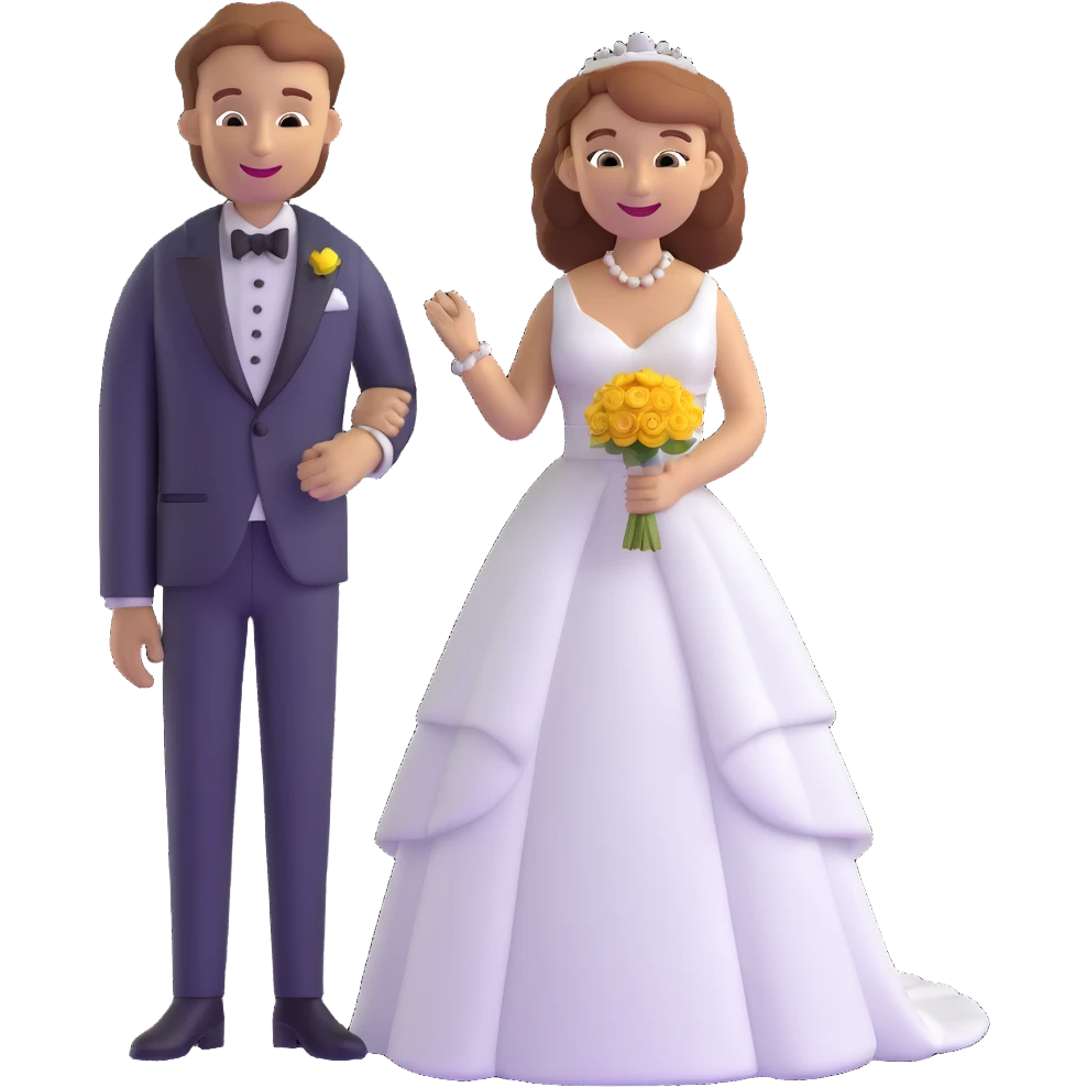 wedding couple with white man with brown hair and white woman with light ginger hair emoji
