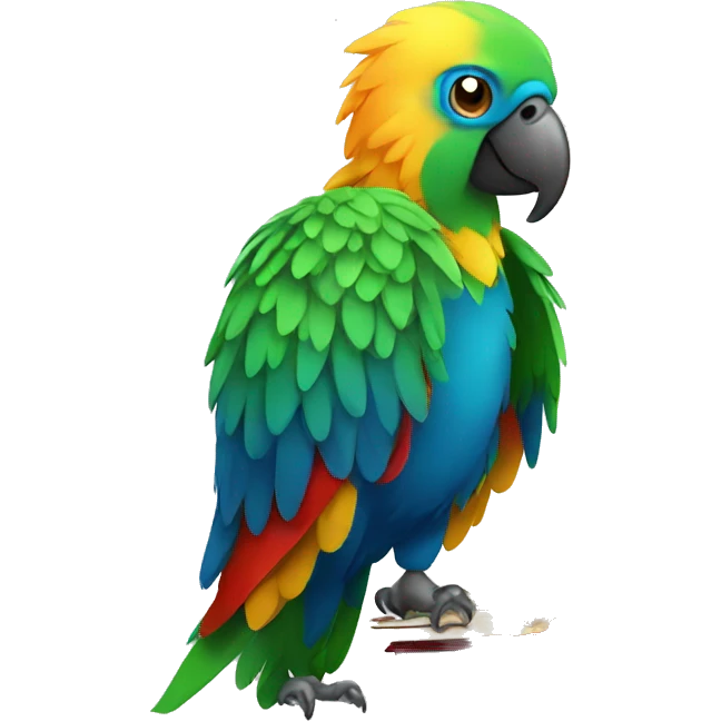parrot with book emoji