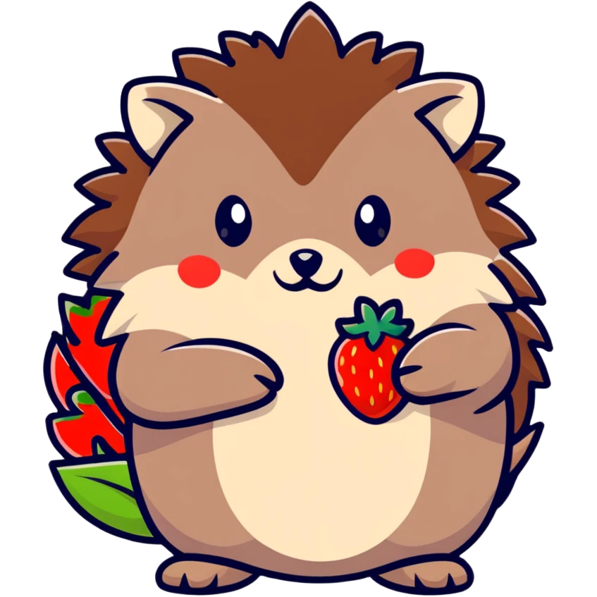 Hedgehog holding a strawberry emoji