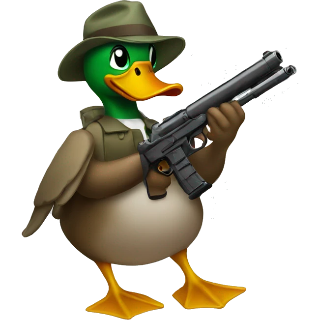 Duck holding a gun emoji