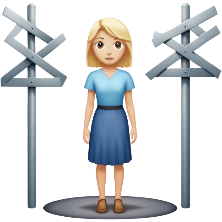 back of blonde woman stands In front at a crossroads between two paths—one illuminated, the other in shadow... scary and sunlight ... emoji