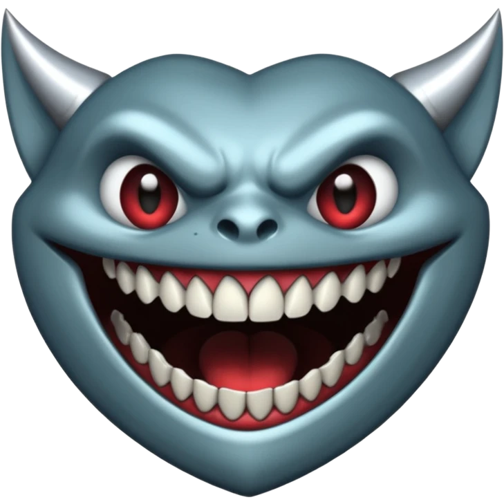 metallic only teeth with sharp fangs, chrome texture, dark shadows emoji