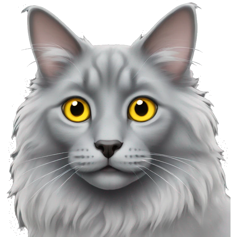 Fluffy Nebelung cat with yellow eyes emoji