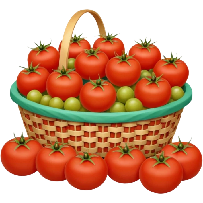 tomato and other fruits in basket and less fruits  emoji