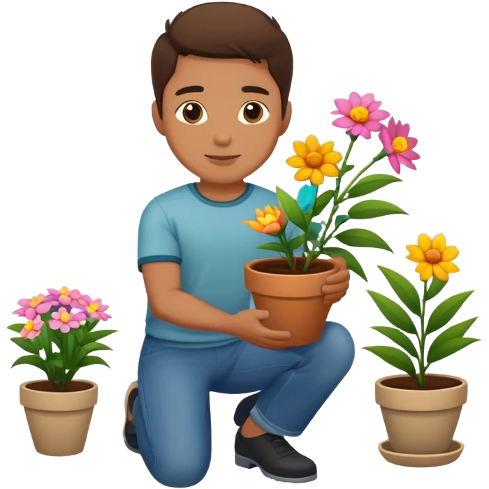 Mozes li mi napraviti emoji muskarca koji kleci i drzi pitar sa cvjecem emoji