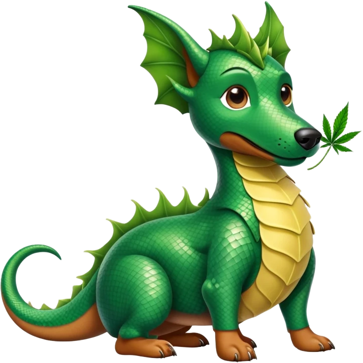 Me as half wiener dog half dragon with weed emoji