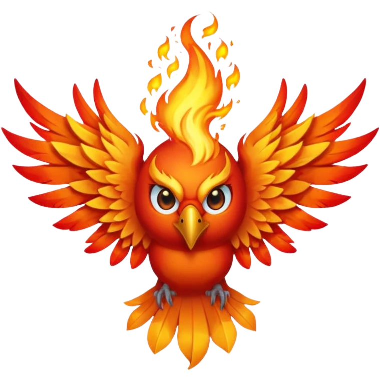Phoenix force from marvel in a shape of flame bird face to screen with spread wings emoji