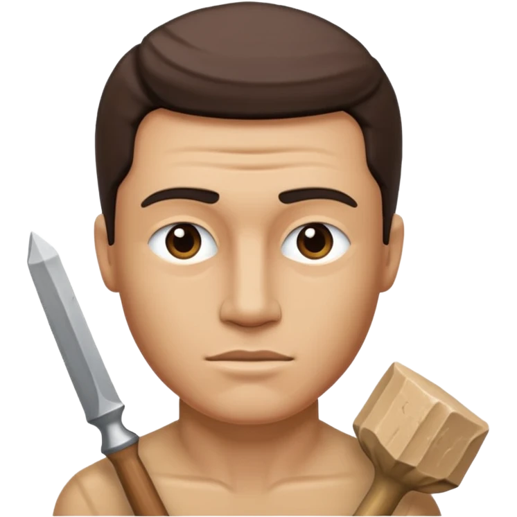
half sculpture, with chisel, david emoji